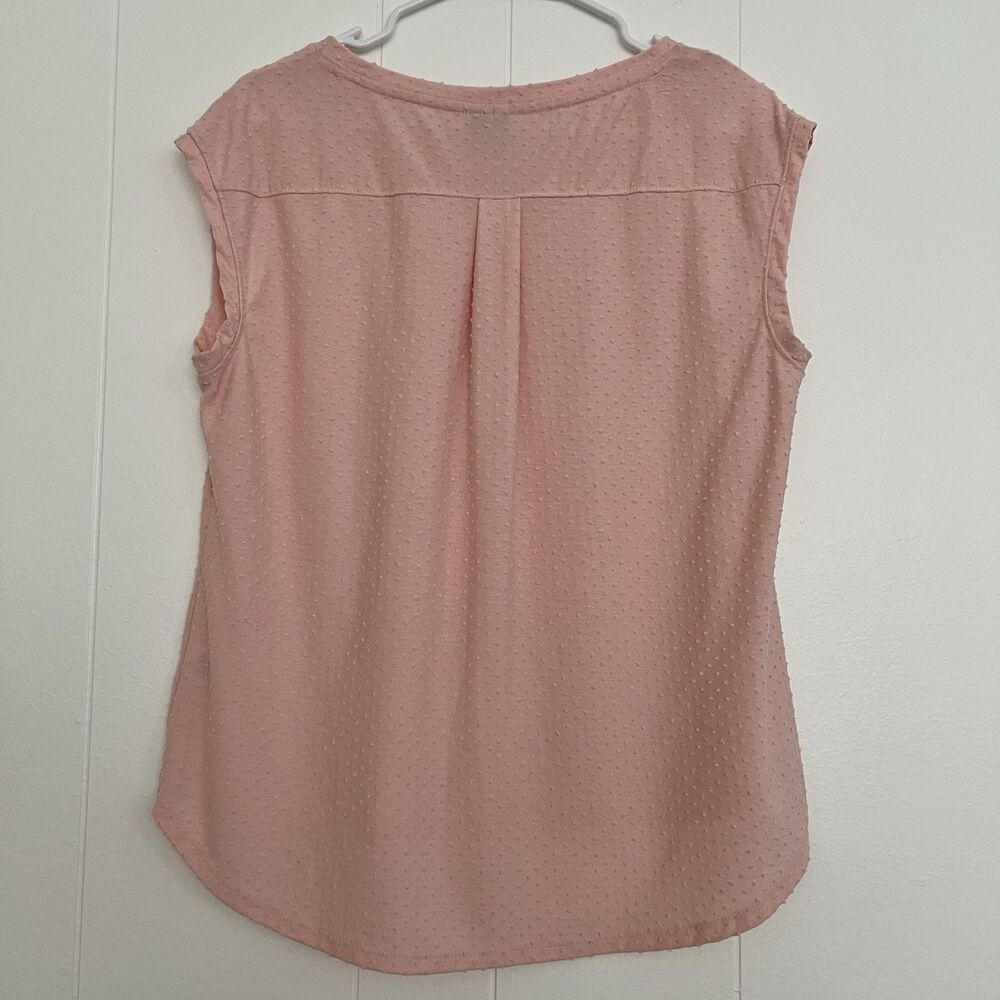 Elle Swiss Dot Sleeveless Shirt Soft Pink Tank Lightweight Women’s Size Large - Picture 2 of 6